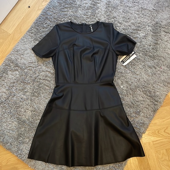 DESIGN LAB L&T - Faux leather black short sleeved dress - NWT - Picture 5 of 5
